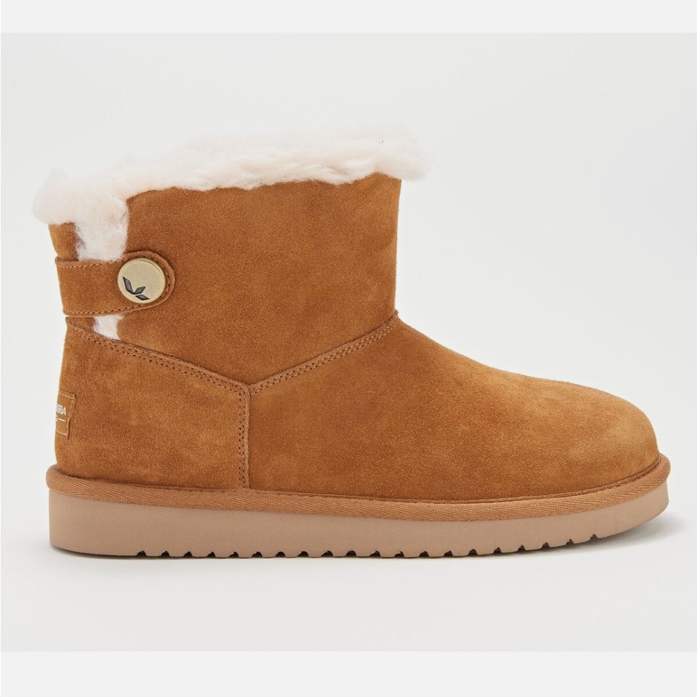 Koolaburra by UGG Jordina Tan Suede Leather Button Short Mini Ankle Boots 9